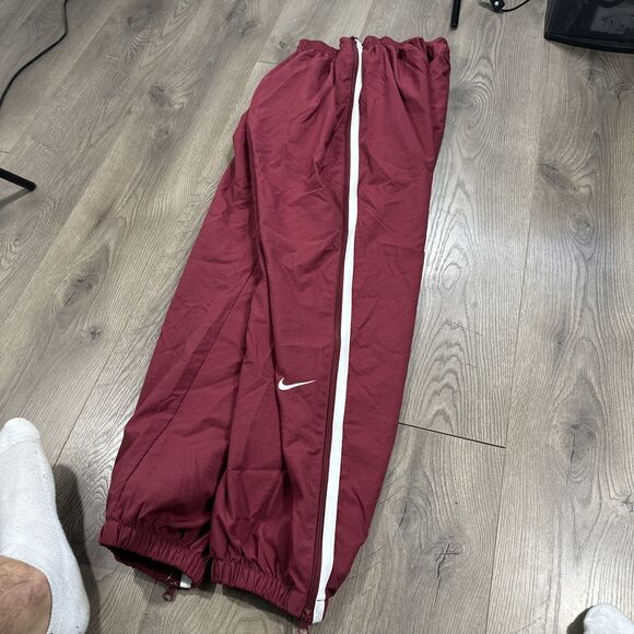 Y2K Nike Maroon White Full Side Zip Off Track Pants Swishy Mens Large - Picture 7 of 7